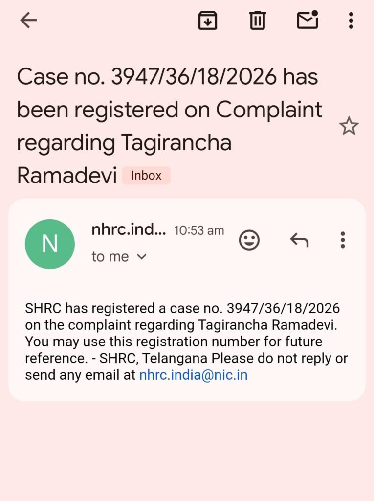 మచారెడ్డి పోలీసుల తీరుపై మానవ హక్కుల కమిషన్ సీరియస్.. కేసు నమోదు