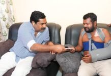 –రోడ్డు ప్రమాదంలో గాయపడిన సతీష్ను పరామర్శించిన ఎమ్మెల్యే KR నాగరాజు …